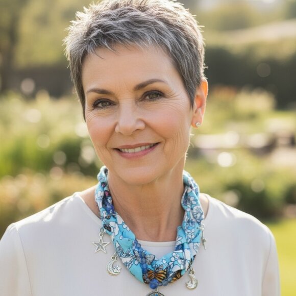 Handmade blue bandana necklace with moon, star, and butterfly charms · Boho chic - Picture 1 of 1